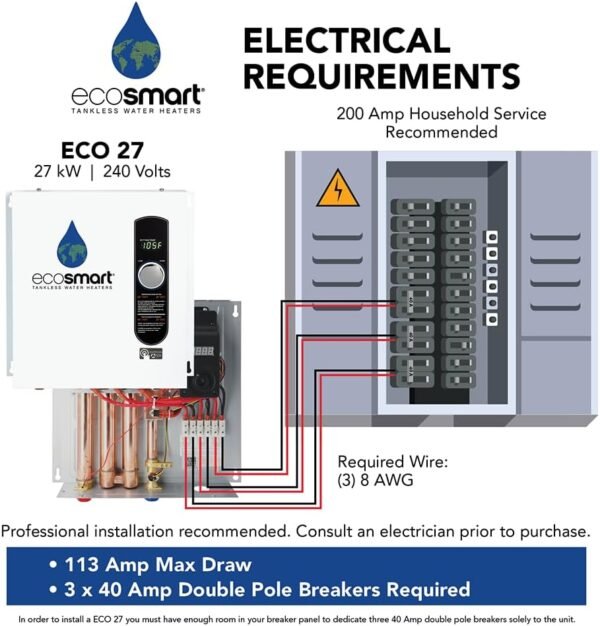 61K-86AqL._AC_SL1000_ EcoSmart ECO 27 Tankless Water Heater Review Efficient Electric Heating for Any Home