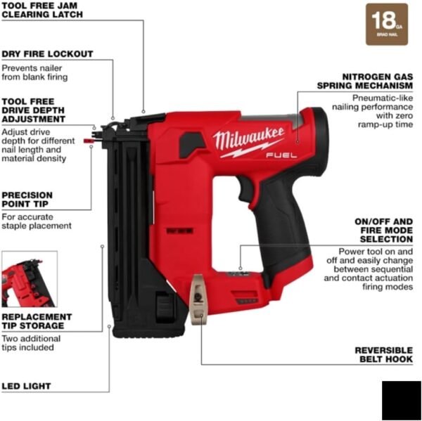 61OucEO7BBL._AC_SL1170_ Milwaukee M12 FUEL 18-Gauge Brad Nailer Review Lightweight Cordless Power Tool for Precision