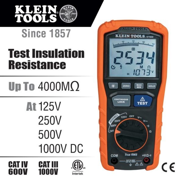 Klein Tools ET600 Multimeter Review Comprehensive Look at Performance, Insulation Testing, and Features