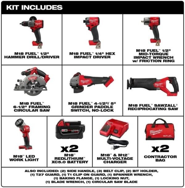 61njj-GAHcL._AC_SL1000_ Milwaukee M18 FUEL 7-Tool Combo Kit Review Ultimate Power Tools for Professionals