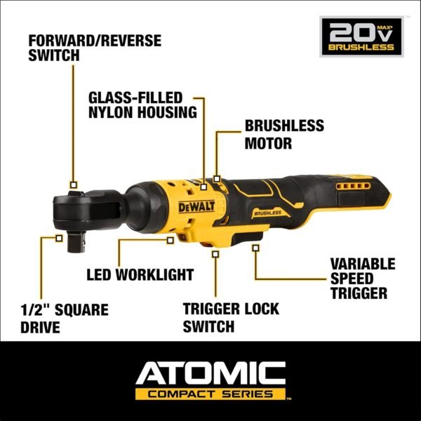 DEWALT ATOMIC 20V MAX Cordless Ratchet DCF512B review powerful tool for tight spaces