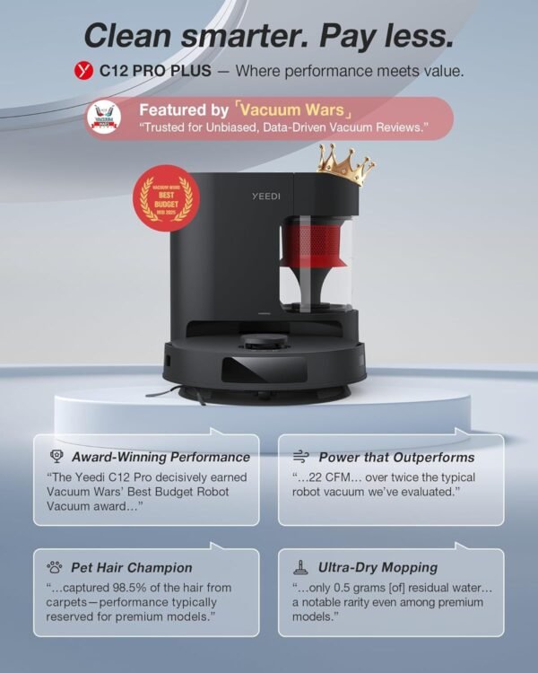 71KvpEmHxaL._AC_SL1500_ Yeedi C12 PRO Plus Robot Vacuum and Mop review with powerful suction and smart features