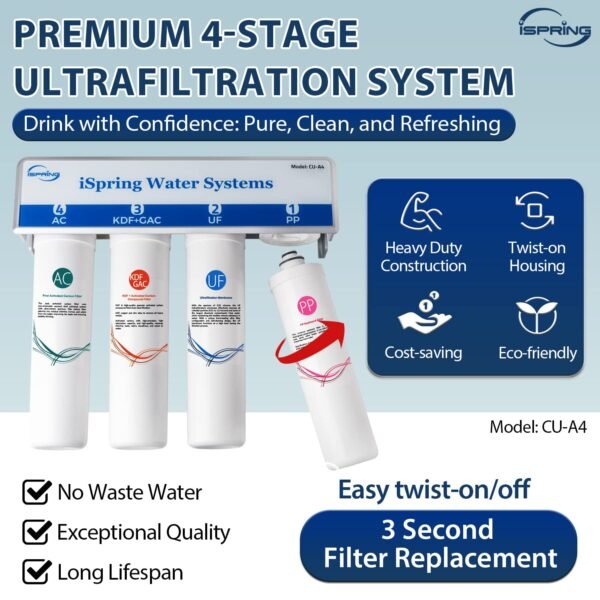 iSpring CU-A4 under-sink water filter review high-capacity ultrafiltration system for cleaner water