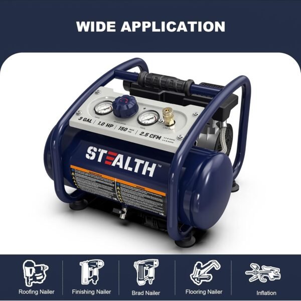 Stealth Air Compressor 3 Gallon Review Quiet, Portable, and Oil-Free Performance