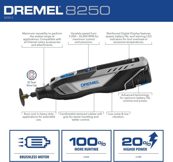 81GCebqIF4L._AC_SL1500_ Dremel 8250 Cordless Rotary Tool Review High Performance with Brushless Motor and Accessories