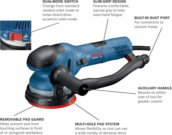 Bosch GET65-5N Dual-Mode Random Orbit Sander review for woodworking enthusiasts