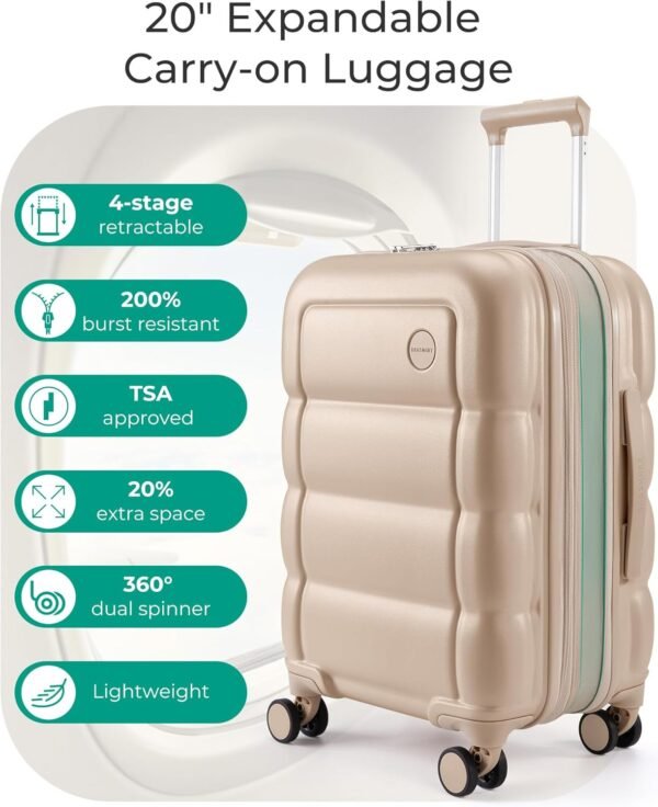 71-4UgK36sL._AC_SL1500_ BAGSMART Carry On Luggage Review Durable 20 Inch Hard Shell Spinner Suitcase