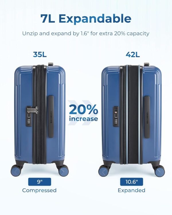 712RIY4hZ0L._AC_SL1500_ BAGSMART Carry On Luggage Review Expanding Airline Approved 20 Inch Spinner Suitcase