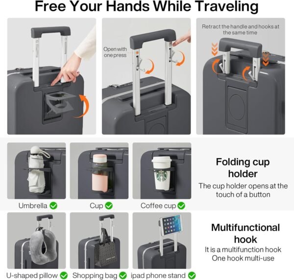 Mixi Carry On Luggage Review with Charger and Spinner Wheels Rock Gray