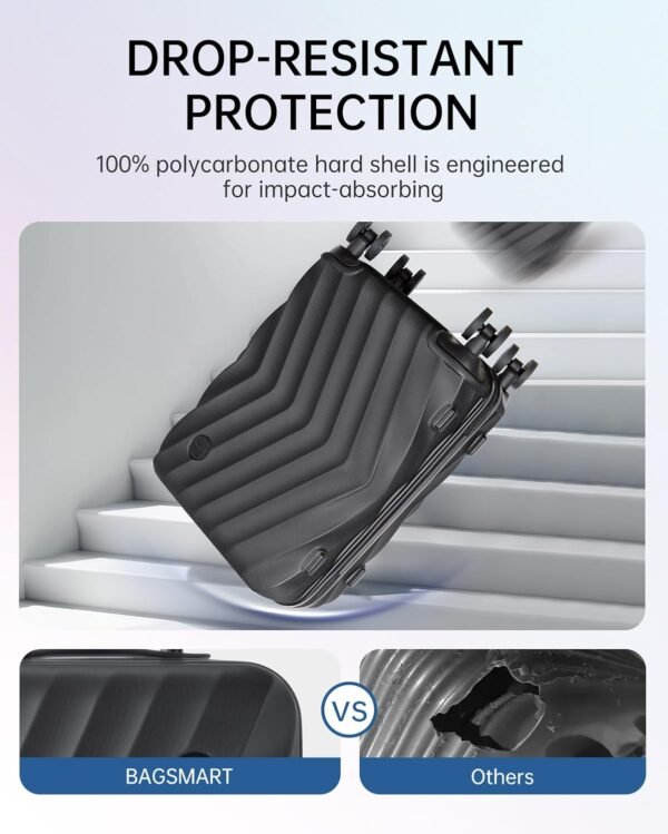 71SCivbRJlL._AC_SL1500_ BAGSMART Carry On Luggage Review Lightweight 20 Inch Spinner Suitcase Durability Tested