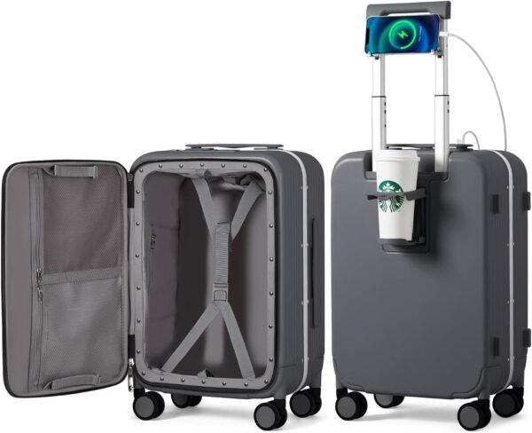 Mixi Carry On Luggage Review with Charger and Spinner Wheels Rock Gray